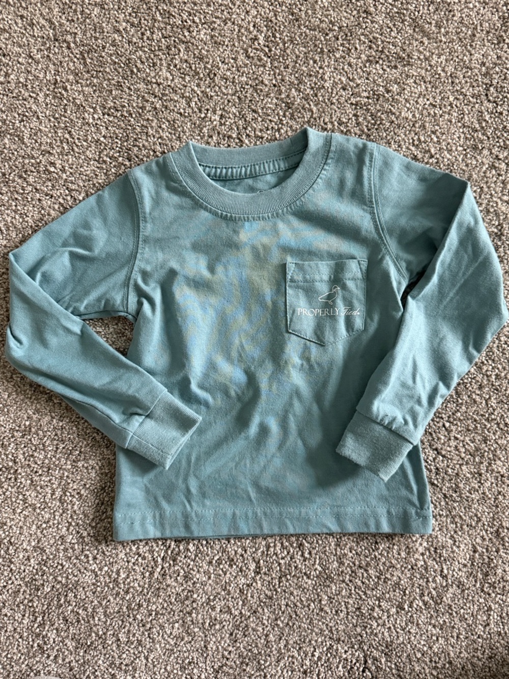 Properly Tied Kids' Long Sleeve Pocket Tee - Teal Green